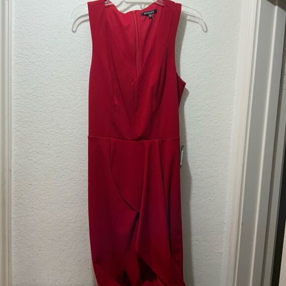 Marina Ruffled Sleeveless Jumpsuit in Red size 6 - Picture 5 of 8